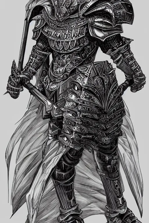 Image similar to armoured warrior, symmetrical, highly detailed, digital art, spine themed armour, sharp focus, trending on art station, kentaro miura manga art style