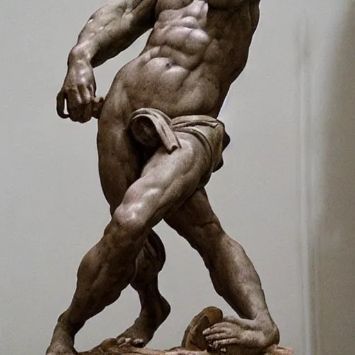 Prompt: a sculpture by michelangelo with the likeness of rutger hauer