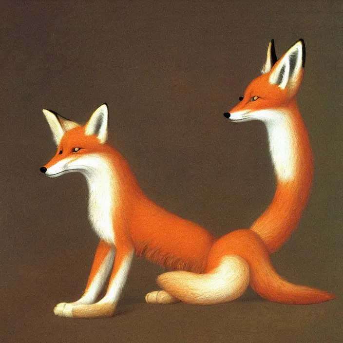 Prompt: christmas theme with a cute fox by george stubbs