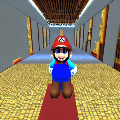 Image similar to super mario 6 4 liminal space