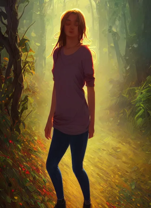 Image similar to lesley horby detailed clothing, half body shot, arms down, path traced, highly detailed, high quality, digital painting, alena aenami, lilia alvarado, shinji aramaki, karol bak, alphonse mucha, tom bagshaw