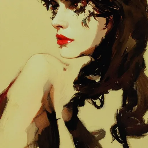 Image similar to alexandra daddario, intricate, elegant, highly detailed, greg manchess, mucha, liepke, ruan jia, jeffrey catherine jones, ridley scott