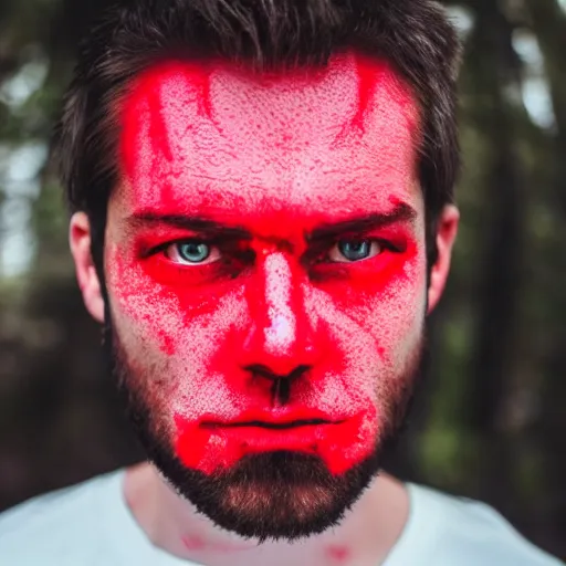 Image similar to a man with red glowing eyes