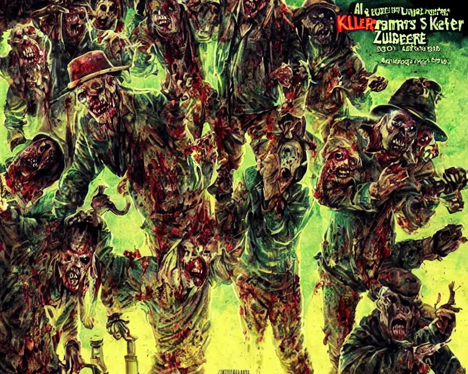 Prompt: a horror movie poster for Killer Zombies Leprechauns From Outer Space