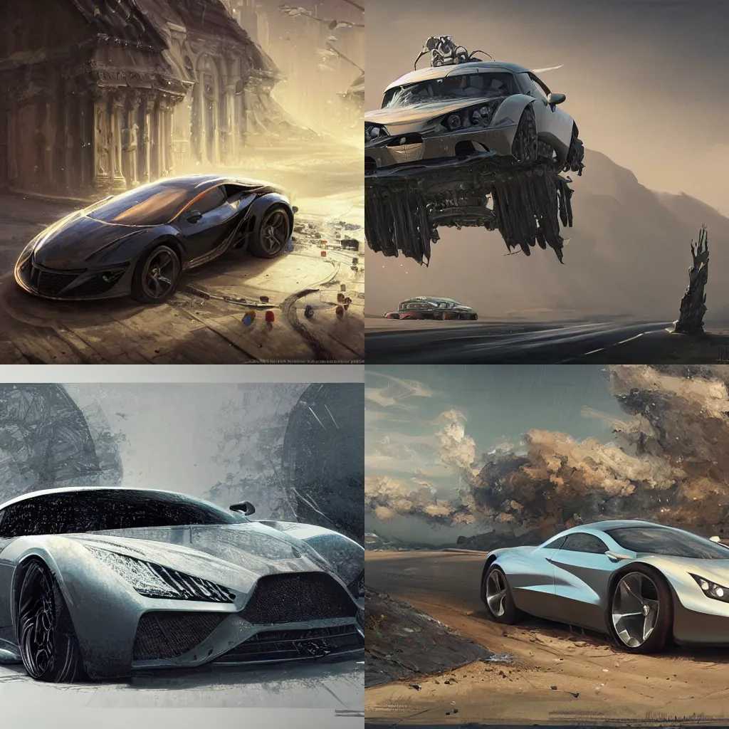 Prompt: full view of a car, intricate, elegant, highly detailed, digital painting, concept art, smooth, sharp focus, art style from Greg Rutkowski and Bruce Kaiser and Scott Robertson and Dmitry Mazurkevich and Doruk Erdem and Jon Sibal, future modern