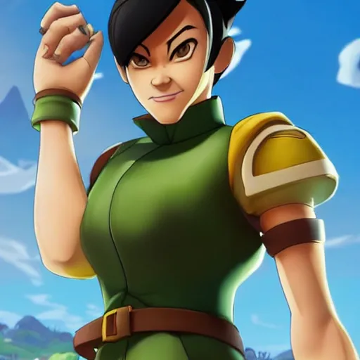 Image similar to toph beifong in fortnite, character render, full body shot, highly detailed, in game render