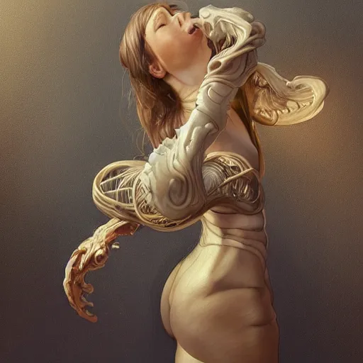 Prompt: Alissa Sugawara, physically accurate, dynamic lighting, intricate, elegant, highly detailed, digital painting, artstation, HR GIGER, Hieronymus Bosch, Francis Bacon, concept art, smooth, sharp focus, illustration, art by artgerm and greg rutkowski and alphonse mucha