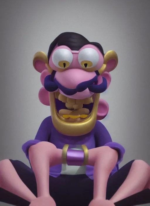 Prompt: waluigi sitting down, elaborate polished self-portrait, trending on ArtStation, sublime-classy-dignified ambience, 16k, sharp focus, volumetric lighting