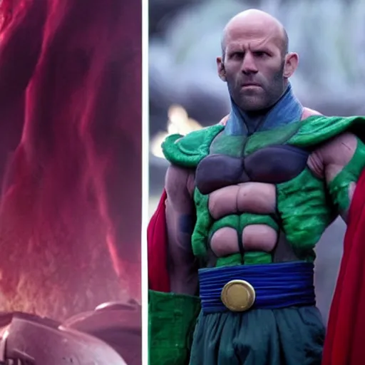 Image similar to Jason Statham as King Piccolo in live action Dragon Ball movie