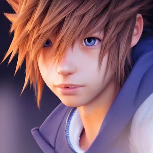 Prompt: photo realistic image of sora from kingdom hearts, stunning 3 d render inspired art by istvan sandorfi and greg rutkowski, perfect facial symmetry, realistic, highly detailed attributes and atmosphere, dim volumetric cinematic lighting,