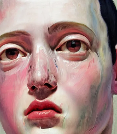 Prompt: a high quality, high detail, portrait of an attractive non - binary bald person by jenny saville