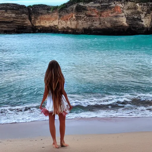 Image similar to a beautiful girl standing on the beach