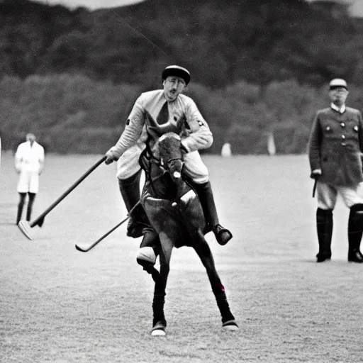 Image similar to adolf hitler playing a polo game