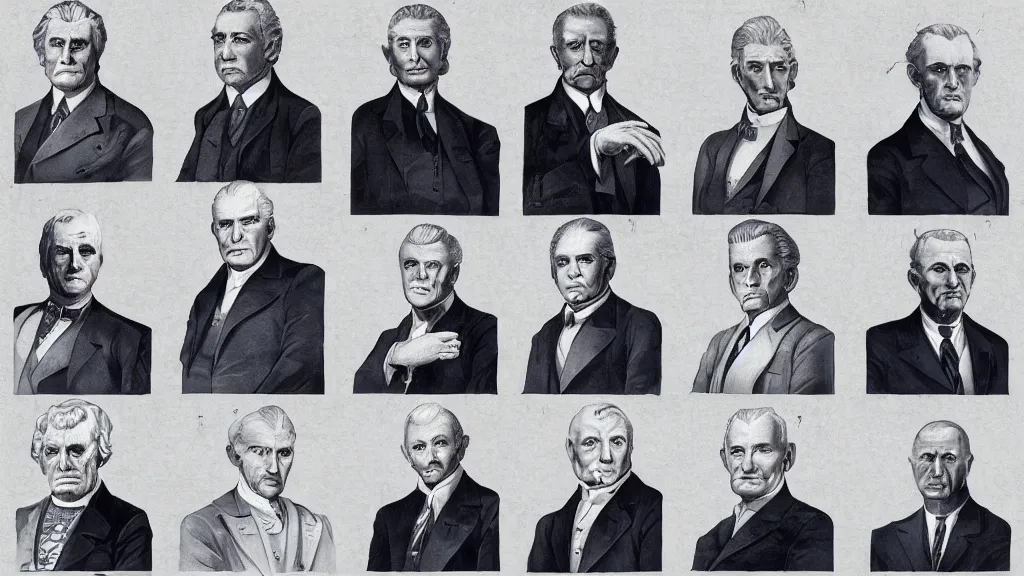 Prompt: character selection screen of a us presidents fighting video game