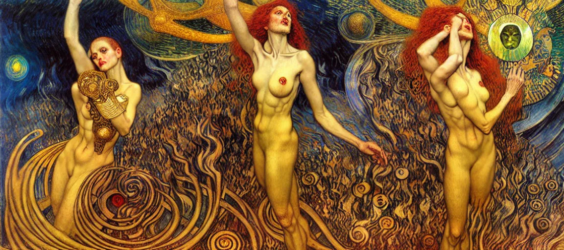 Image similar to Divine Chaos Engine by Karol Bak, Jean Delville, William Blake, Gustav Klimt, and Vincent Van Gogh, symbolist, visionary