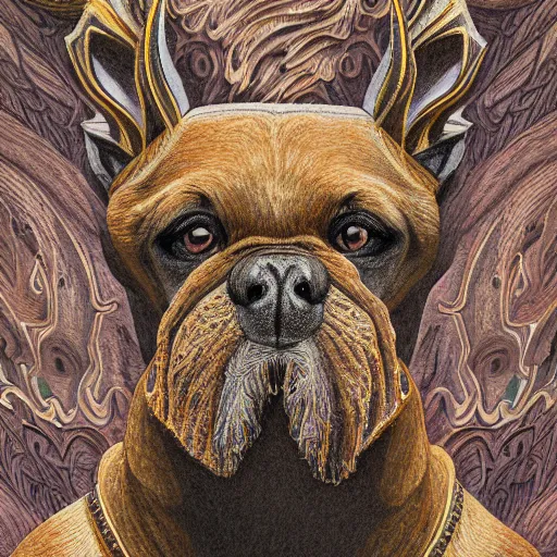 Image similar to doglike creature standing in the grand canyon, extreme detail, abstract realism, highly ornate intricate details, 1 9 2 0's colored pencil, 4 k, cinematic lighting,