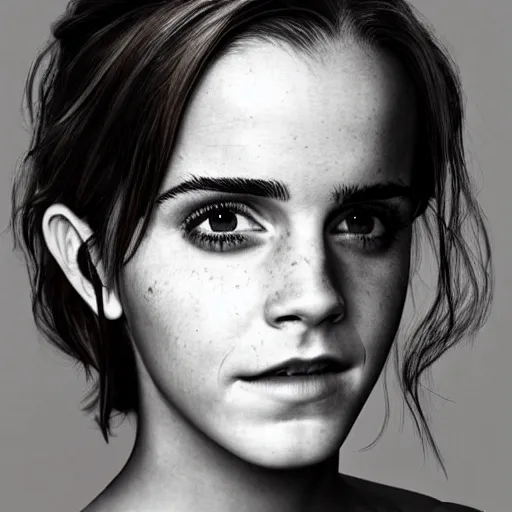 Image similar to epic photoshoot of emma watson as a zombie. super detailed, hyper realistic, detailed eyes, detailed smile, pretty, incredible