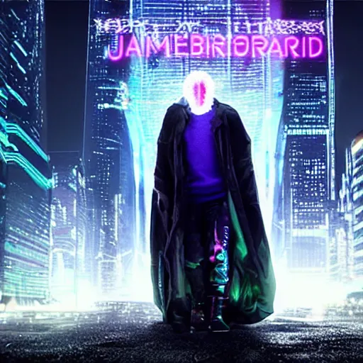 Prompt: cyberpunk cyber Jamiroquai, movie still