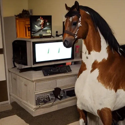 Image similar to horse playing video games