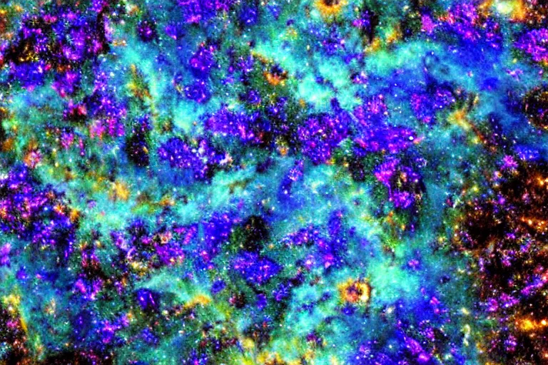 Image similar to beautiful landscape from outer space made of bismuth