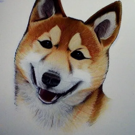 Image similar to children's drawing of a shiba inu