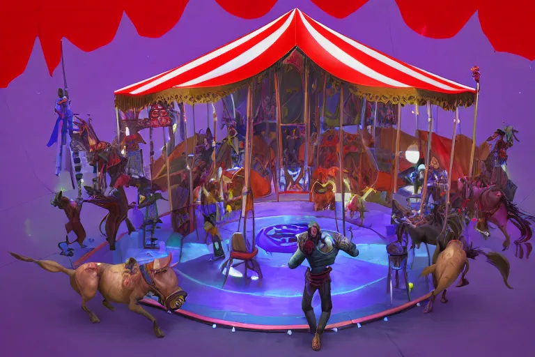 Image similar to 3d sculpt of a huge circus tent, artstaton, League of Legends, red dead redemption2, overwatch, digital illustration