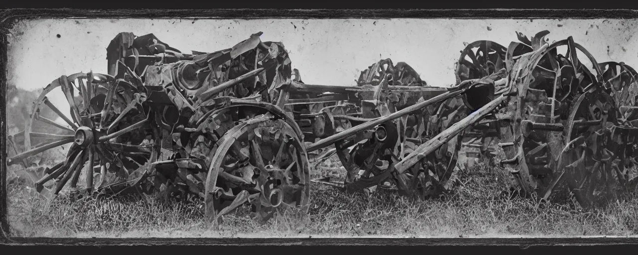 Image similar to spaghetti next to a 1 2 - pounder howitzer cannon, american civil war, tintype, small details, intricate, 5 0 mm, cinematic lighting, photography, wes anderson, film, kodachrome