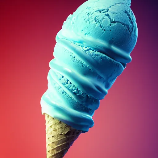 Prompt: dramatic render of a nebulous ice cream cone radiating with flavor, cgsociety, artstation, 4k