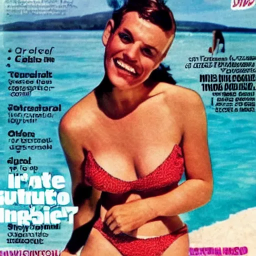 Prompt: a seductive Walter White on the cover of Swimsuit Illustrated (1965)