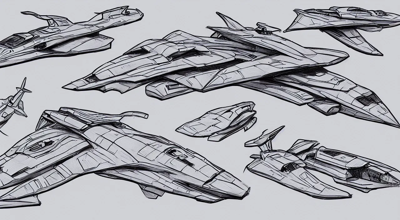 Prompt: sharp spaceship sketches