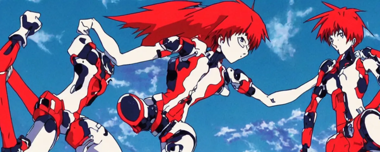 Prompt: “Asuka fighting in Evangelion.”