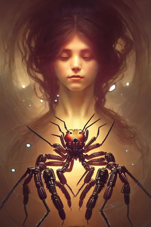 Prompt: ultra realistic, tiny robot spiders crawling over human brain, sci - fi, intricate details, eerie, highly detailed, octane render, 8 k, art by artgerm and alphonse mucha and greg rutkowski