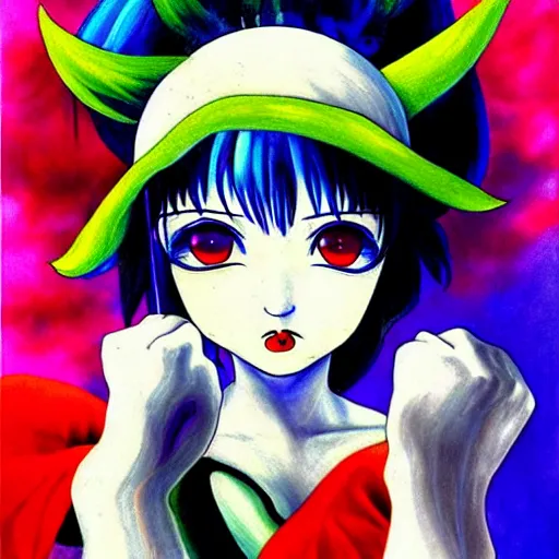 Image similar to cirno from touhou project in the style of salvador dali, painting, detailed, fine art, cute