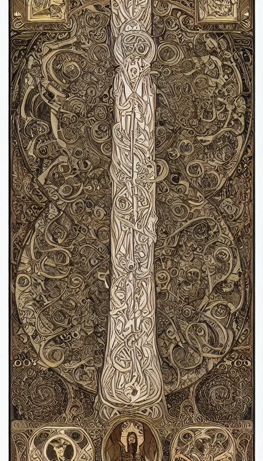 Prompt: ancient elvish tribal mushroom god character sheet ornate wooden totem, intricate artwork by Alphonse Mucha, James jean, Noah Bradley, very coherent stylized artwork, cinematic, hyper realism, high detail, 8k, Vibrant chromatic colors, High contrast, higly detailed black ink outline