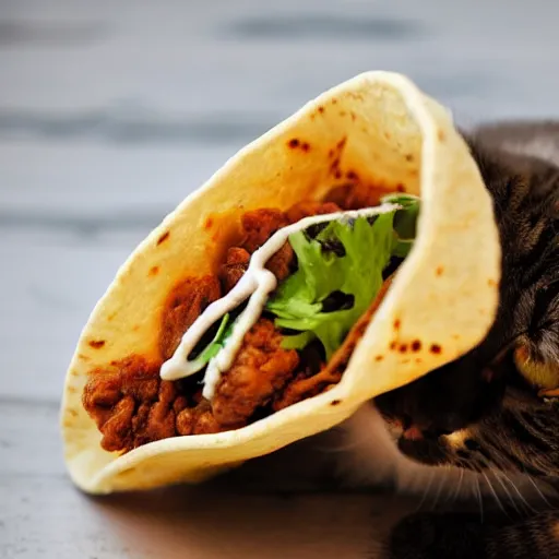 Image similar to a cat eating a taco