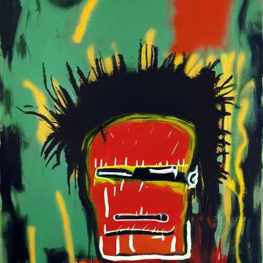 Prompt: a Painting by Jean Michel Basquiat about The Hulk