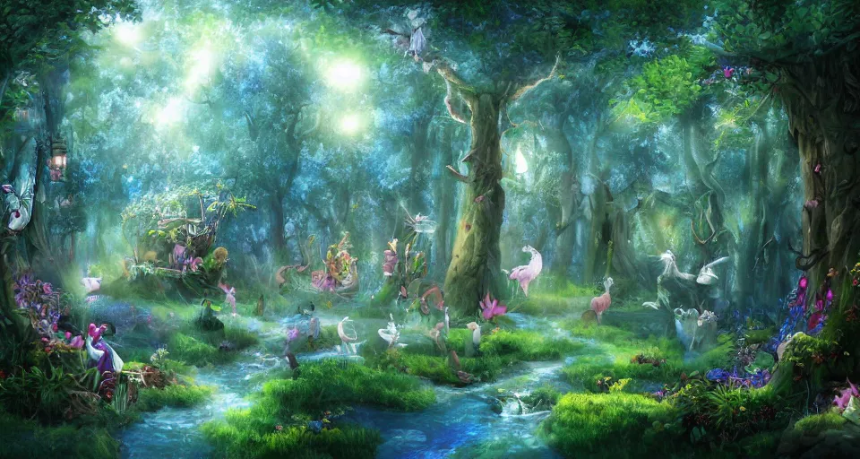 Image similar to Enchanted and magic forest, by studio 4c