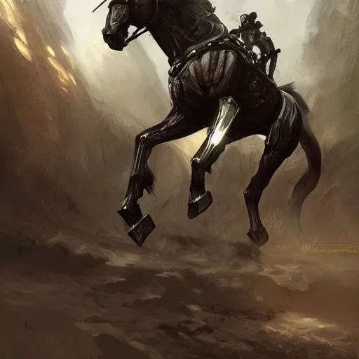 Image similar to a dark anthropomorphized horse with gargantuan muscles wearing a tight kevlar battle outfit in rubble, equine, anthro art, furaffinity, highly detailed, digital painting, artstation, sharp focus, game art, concept art, illustration, art by artgerm, greg rutkowski, wlop