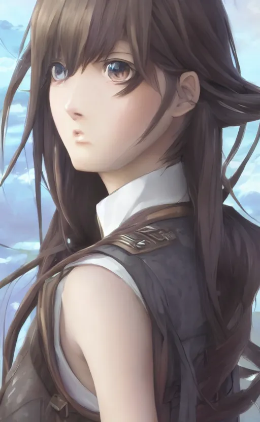 Image similar to girl with tank attachments, anime style, long hair, hair down, symmetrical facial features, from arknights, hyper realistic, pale skin, 4 k, rule of thirds, extreme detail, detailed drawing, trending artstation, hd, fantasy, d & d, realistic lighting, by alphonse mucha, greg rutkowski, sharp focus, backlit