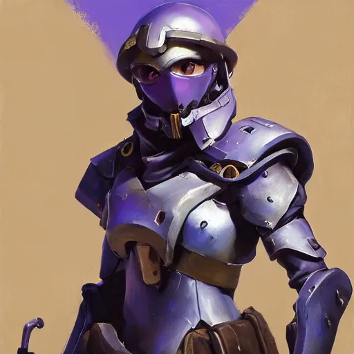 Image similar to greg manchess portrait painting of armored violet evergarden as overwatch character, medium shot, asymmetrical, profile picture, organic painting, sunny day, matte painting, bold shapes, hard edges, street art, trending on artstation, by huang guangjian, gil elvgren, ruan jia, greg rutkowski, gaston bussiere