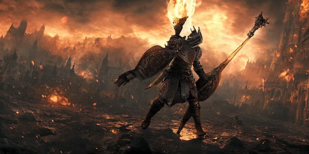 Image similar to Dark Souls 6, realistic 4k octane beautifully detailed render, 4k post-processing, highly detailed, intricate complexity, epic composition, magical atmosphere, cinematic lighting, masterpiece, ultra hd