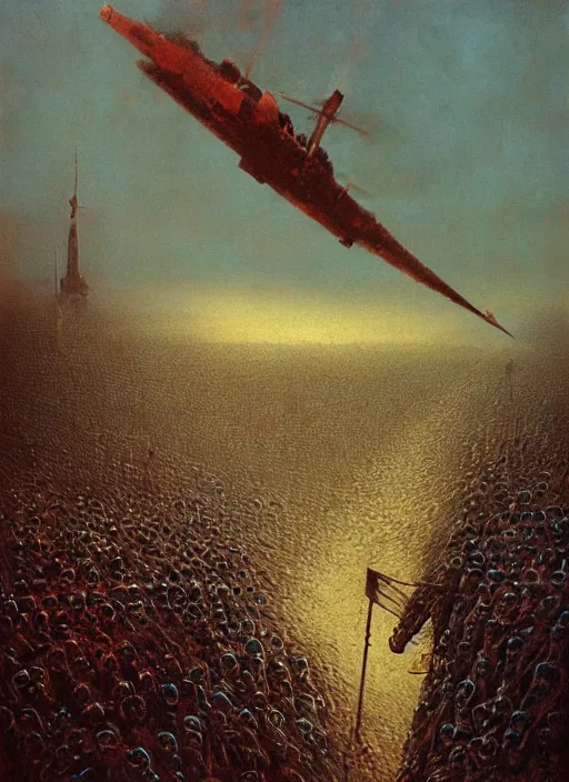 Prompt: third world war, 8 k, artstation, highdetailed, painting by beksinski,
