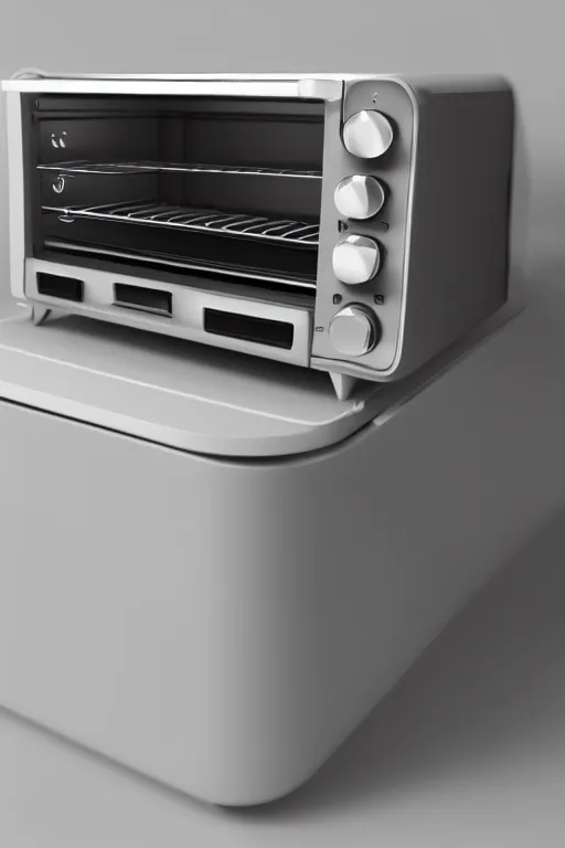 Prompt: Gorgeous 3D render of Braun Toaster Oven designed by Dieter Rams