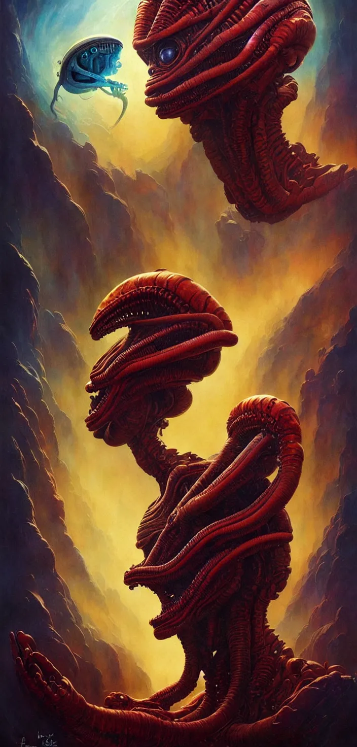 Image similar to exquisite imaginative imposing alien creature poster art humanoid colourful movie art by : : lucusfilm weta studio tom bagshaw james jean frank frazetta