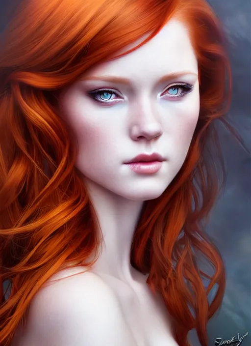 Prompt: portrait photo of a gorgeous young redhead woman with intricate detailed dragon eyes, in the style of stefan kostic, realistic, sharp focus, 8k high definition, insanely detailed, intricate, elegant, art by stanley lau and artgerm