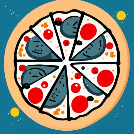 Prompt: pizza, modern flat design style illustration with line elements