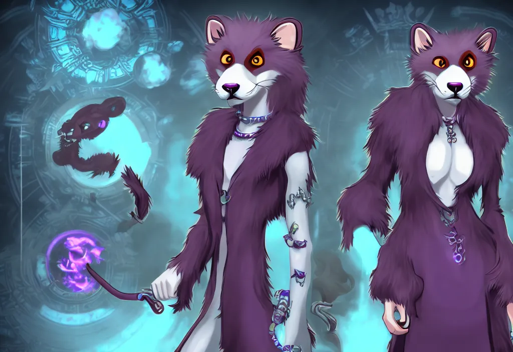 Image similar to furry - weasel - necromancer - fursona uhd ue 5 visual novel pc game expressions