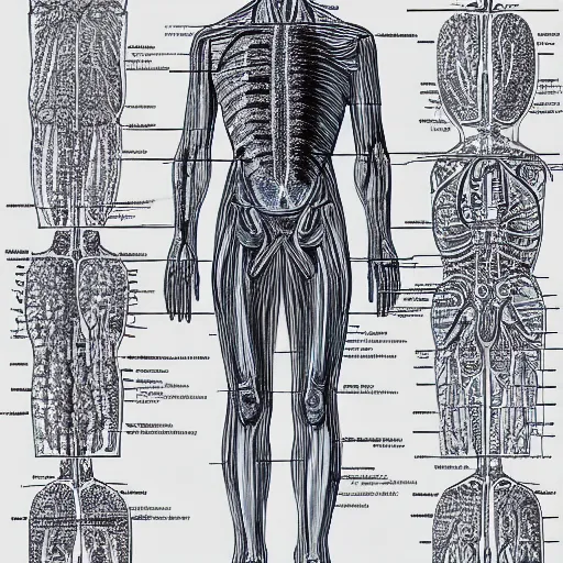 Image similar to human body from inside, blueprint