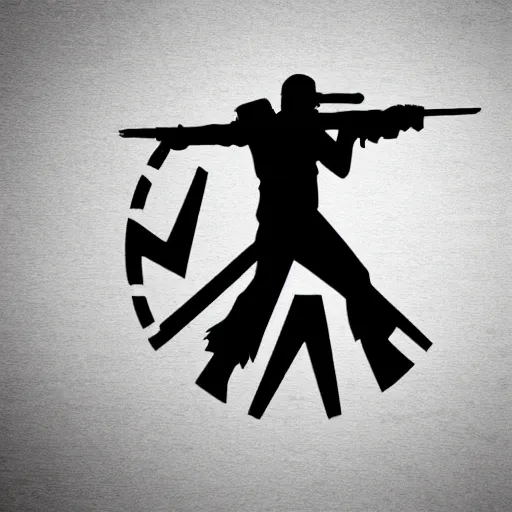 Image similar to a logo for a zombie hunter on the side of a van, modern, minimal,