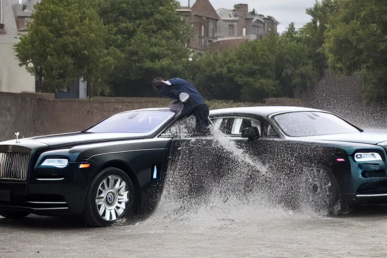 Image similar to stoned teenagers decided to drown Rolls-Royce